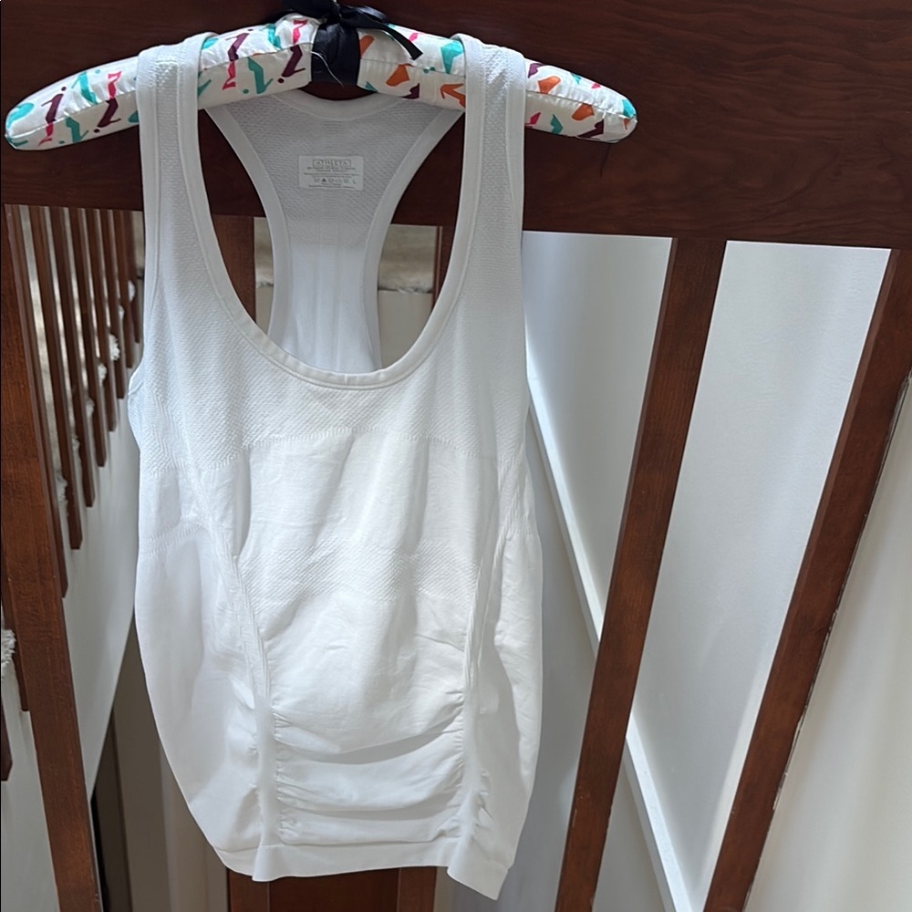 Athleta White Ruched Sleeveless racer backTank Top